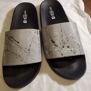 Men Grey Splatter Slides